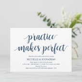 Rustieke bruiloft repetitie diner, marineblauw kaart (Staand voorkant)