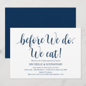 Rustieke bruiloft repetitie diner, marineblauw kaart (Voorkant / Achterkant)