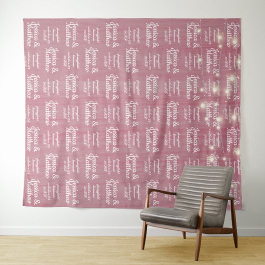 Rustieke Bruiloft Roze Achtergrond Stap en Herhaal Wandkleed (In Situ (horizontaal))