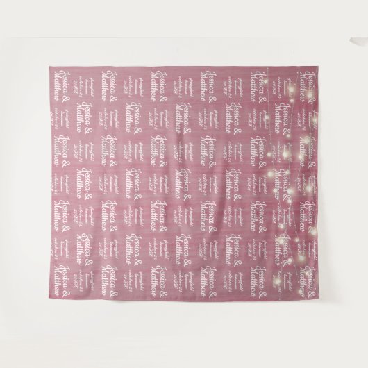 Rustieke Bruiloft Roze Achtergrond Stap en Herhaal Wandkleed (Voorkant (horizontaal))