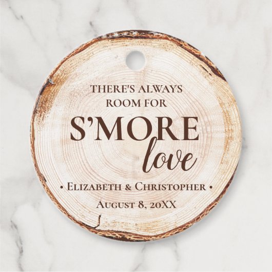 Rustieke bruiloft s'mores Liefde Custom Bedankjes Labels (Voorkant)