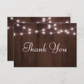 Rustieke Bruiloft Typografie Sting Lights Hout Bedankkaart (Voorkant / Achterkant)