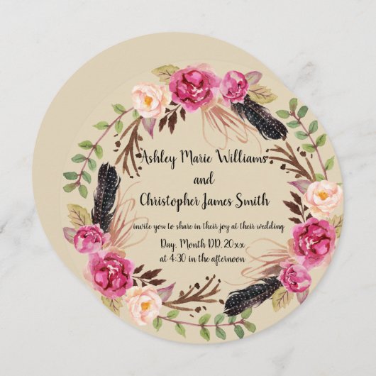 Rustieke bruiloft uitnodiging Boho bruiloft uitnod (Voorkant / Achterkant)