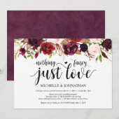 Rustieke bruiloft uitnodigingen met burgundy bloem (Voorkant / Achterkant)