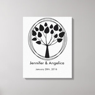 Rustieke bruiloft vingerafdruk boom canvas afdruk