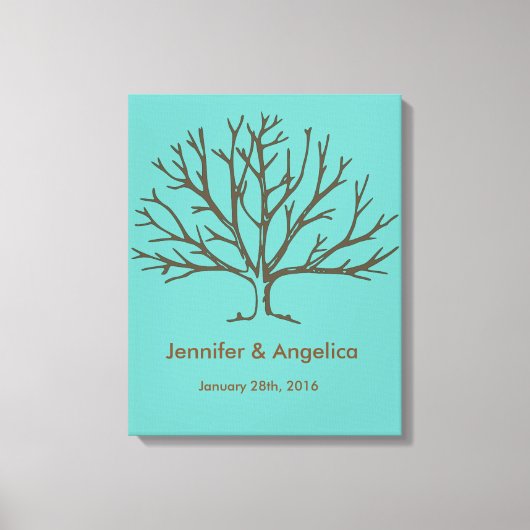 Rustieke bruiloft vingerafdruk boom canvas afdruk (Voorkant)