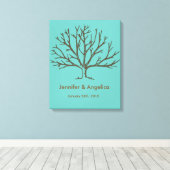 Rustieke bruiloft vingerafdruk boom canvas afdruk (Insitu (Houten vloer))