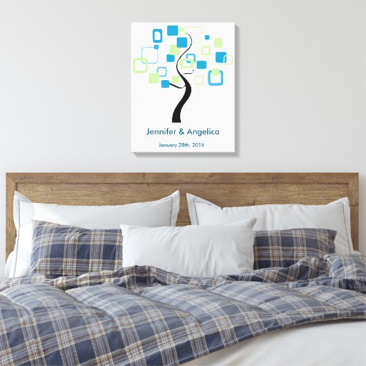 Rustieke bruiloft vingerafdruk boom canvas afdruk (Insitu (Slaapkamer))
