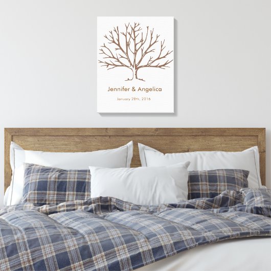 Rustieke bruiloft vingerafdruk boom canvas afdruk (Insitu (Slaapkamer))