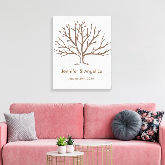 Rustieke bruiloft vingerafdruk boom canvas afdruk (Insitu (Woonkamer))
