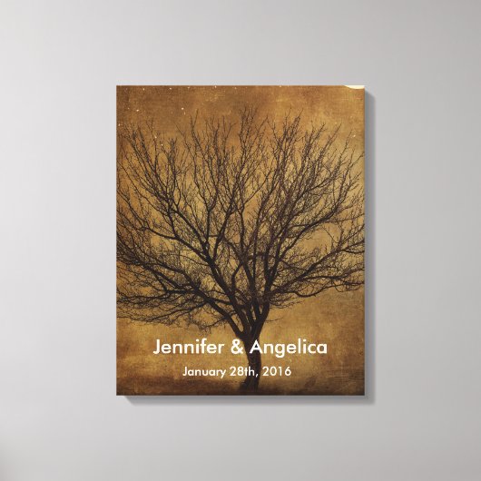 Rustieke bruiloft vingerafdruk boom canvas afdruk (Voorkant)