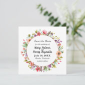 Rustieke bruiloft Waterverf Wildbloemen Save The Date (Staand voorkant)