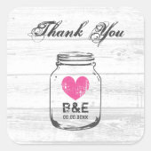 Rustieke bruiloft wit hout metselaar logo vierkante sticker (Voorkant)