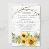 Rustieke bruiloft zonnebloem bloemkrans Waterverf Kaart (Voorkant)