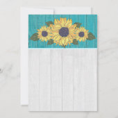 Rustieke bruiloft Zonnebloem Geel Blauwgroen Grijs Kaart (Achterkant)