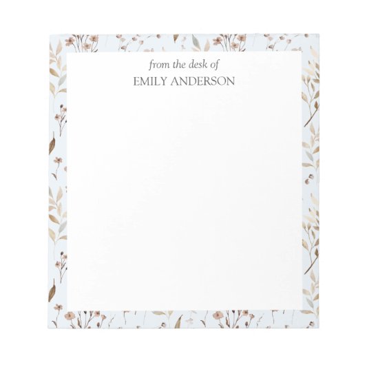 Rustieke Bruine Bloemen Botanisch Van Het Bureau V Notitieblok (Voorkant)