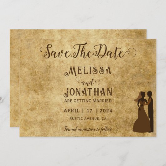 rustieke bruine bruiloft Bewaar de datum Kaart (Voorkant / Achterkant)
