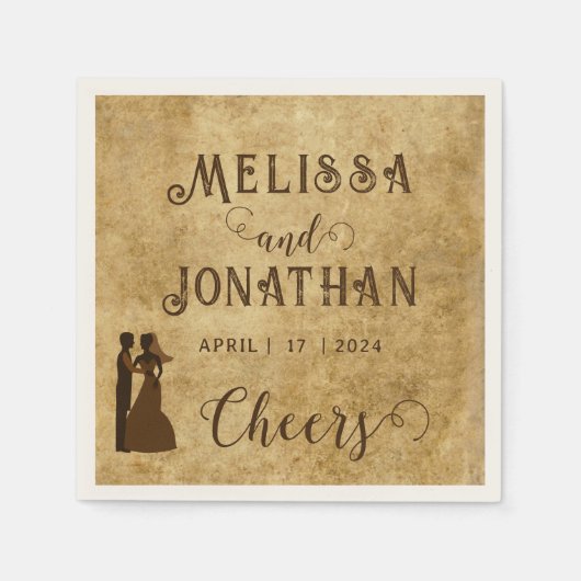  rustieke bruine bruiloft Bon eetlust Servet (Voorkant)