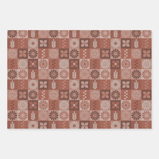 Rustieke Bruine Burlap Bloemen Wrapping Paper Shee (Voorkant)