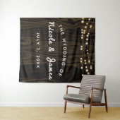 Rustieke bruine grillige houten slingerlichtjes br wandkleed (In Situ (horizontaal))