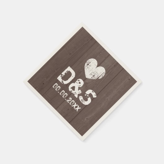 Rustieke bruine houtnerf bruiloft partij servetten (Hoek)