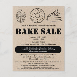 Rustieke Bruine Kraft Bake Sale Flyer