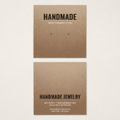 Rustieke bruine kraft papier handgemaakte stud ear vierkante visitekaartjes (Voorkant /achterkant)