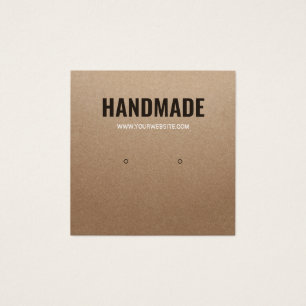 Rustieke bruine kraft papier handgemaakte stud ear vierkante visitekaartjes