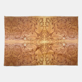 Rustieke bruine westerne land lederen print theedoek (Horizontaal)