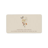 Rustieke Bruine Wildbloemen en Vlinders Bruiloft Etiket (Voorkant)