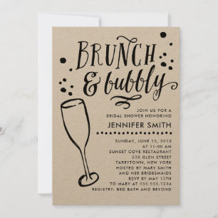 Rustieke brunch en bubbelige bruids douche uitnodi kaart