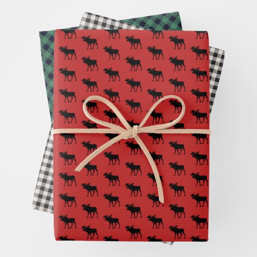 Rustieke Buffalo en Buffalo Plaid Patroon Inpakpapier Vel (In situ)