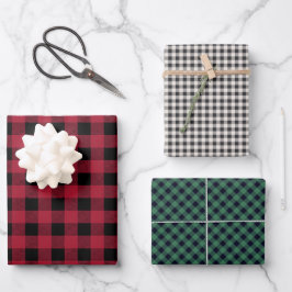 Rustieke Buffalo Plaid 3 Verschillende Patroon Inpakpapier Vel