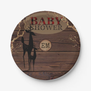 Rustieke Buffalo Plaid Baby shower Gepersonaliseer Papieren Bordje