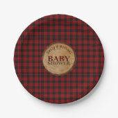Rustieke Buffalo Plaid Baby Shower Persoonlijk Papieren Bordje (Voorkant)