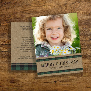 Rustieke Buffalo Plaid Groen Vrolijk Kerstfeest Fo Briefkaart