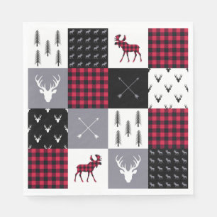 Rustieke Buffalo Plaid Patchwork Rood Wit Kerstmis Servet