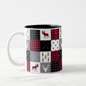 Rustieke Buffalo Plaid Patchwork Rood Wit Kerstmis Tweekleurige Koffiemok (Links)