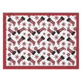 Rustieke Buffalo Plaid Stocking Snowflakes Kerstmi Tafelkleed (Voorkant (Horizontaal))