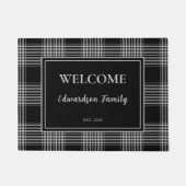 Rustieke buffel plaid welkomstmonogram vastgesteld deurmat (Voorkant)