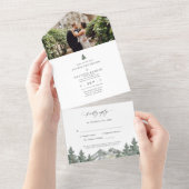 Rustieke Buitenland Berg Bos Bruiloft All In One Uitnodiging (Afscheurbaar)