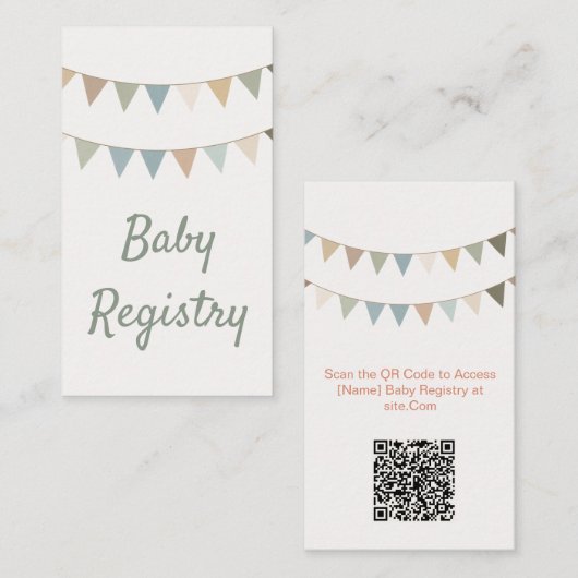 Rustieke bunting baby shower QR Code Registry Kaar Informatiekaartje (Voorkant / Achterkant)