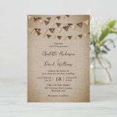 Rustieke Burlap Banners Bruiloft Kaart (Staand voorkant)