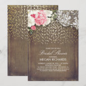 Rustieke Burlap Bloemen Kant Goud Vrijgezellenfees Kaart (Voorkant / Achterkant)