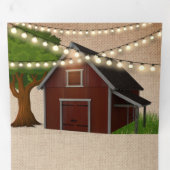 Rustieke Burlap Boerderij Red Barn String Lights W Drieluik Uitnodiging (Binnenzijde eerst)