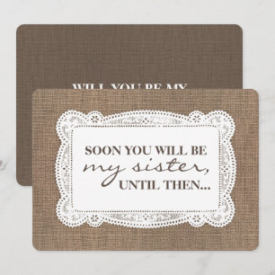 Rustieke Burlap Bruidsmeisje / Maid of Honor Voors Kaart