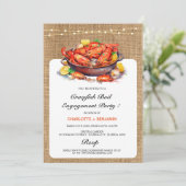 Rustieke Burlap Crawfish Boil verlovingsfeest Kaart (Staand voorkant)
