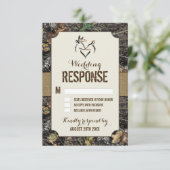 Rustieke Burlap + Deer Hunting Camo RSVP-kaarten RSVP Kaartje (Staand voorkant)