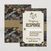 Rustieke Burlap + Deer Hunting Camo RSVP-kaarten RSVP Kaartje (Voorkant / Achterkant)