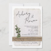Rustieke Burlap Eco Eucalyptus Boho Fotobruiloft Kaart (Voorkant)